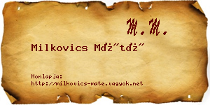 Milkovics Máté névjegykártya