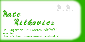 mate milkovics business card